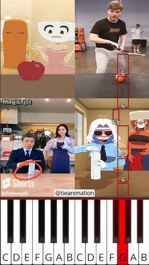 A Magic Show Makes Clothes Disappear Original VS Animation ‪‬(@tieanimation) - Octave Piano Tutorial