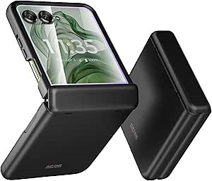 Case for Motorola Razr Plus 2024 with Built-in External Screen Protector & Hinge Protection, Slim Cover Protective Phone Case for Moto Razr+ 2024 - Matte Black