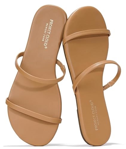 Project Cloud Summer Sandals for Women 2026 - Memory Foam Insole and Eco-Crafted Leather Beach Flip Flops for