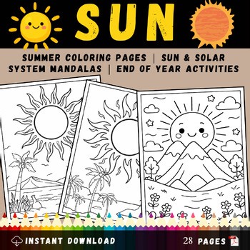Realistic Sun Coloring pages | Sun & Solar System Mandalas End of Year Activitie