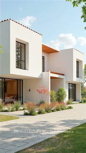 Modern Minimalist Garden Villa – Beautiful 2-Story White House