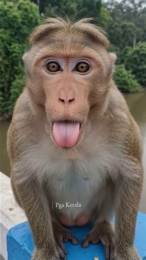 Pappumon. Monkey face expression. laughing monkey. monkey rare action. funny monkey. funny animal