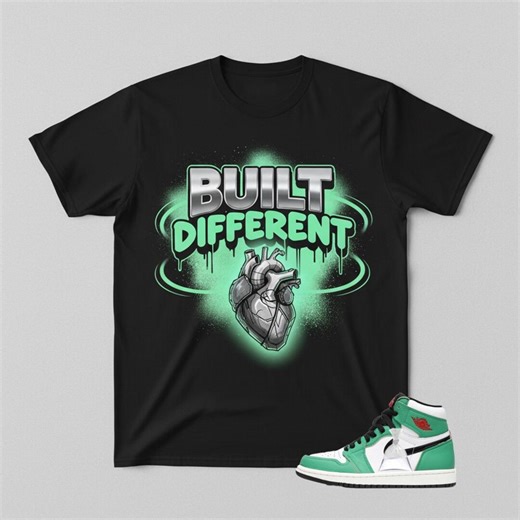 Lucky Green Sneaker Match T-shirt: Built Different Cyber Heart Graphic - Etsy