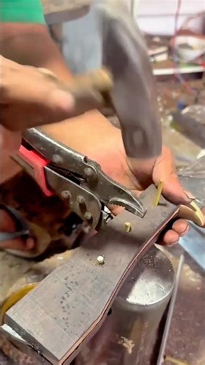 A Simple Technique for Fixing Small Nails into a Wooden Handle Using Locking Pliers #shorts