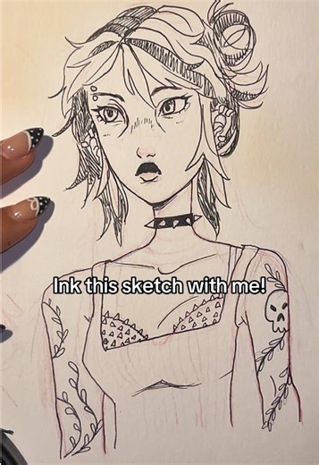 I had to import this into InShot bc TikTok wouldn’t properly speed up my video 🥲 also can we appreciate the nails 💅🏼 #lineart #speedpaint #sketch #artstyle #sketchbook