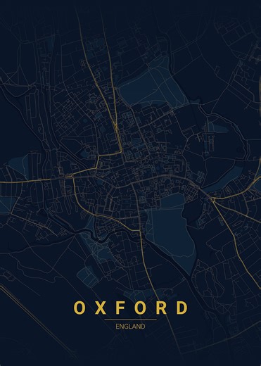 'Oxford England Map Poster' Poster, picture, metal print, paint by Tim | Displate
