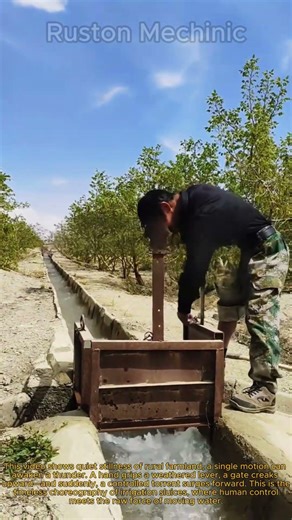 The Pure Sound of Rural Irrigation Opening the Sluice: Watch This Massive Water Flow Get Controlled