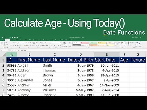 Excel Calculate Age using Date Function Today