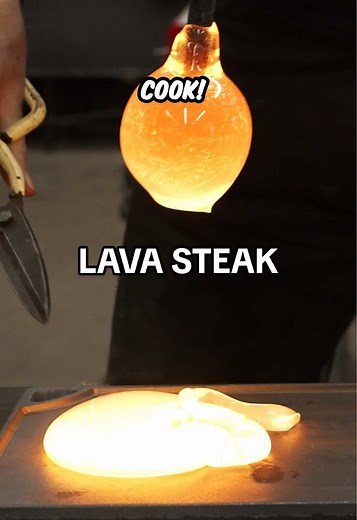 Lava Steak Cooking in Minecraft Style