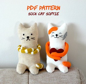 Sock Kitten Cat Sewing Pattern, DIY Pair of Sock Cat PDF Pattern Soft Toy PDF, Stuffed Animal for Valentine Day Handmade Cuddly Friend Gift - Etsy