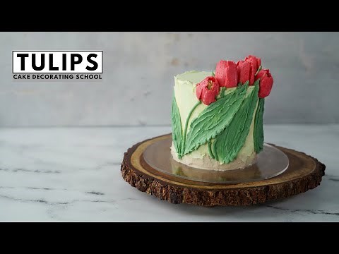 How to make 3D Tulips Cake [ Cake Decorating For Beginners ]