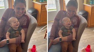 1.9M views · 1.4K reactions | This adorable baby finds blowing bubbles extremely entertaining, and his laugh is so cute! Check out the most hilarious video! | Rumble | Facebook