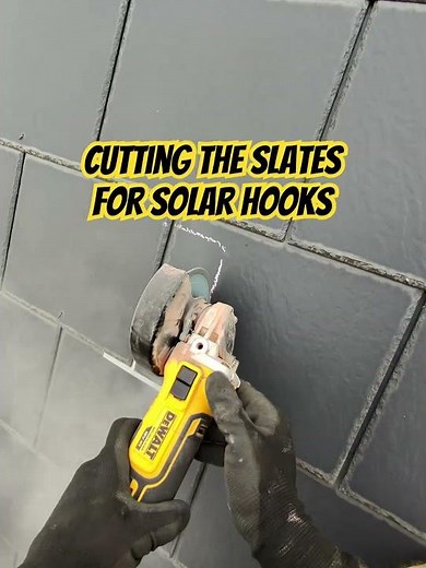 Cutting Slates on this roof for Solar Hooks using Genius Speed Flashings #slateroofing #solartips