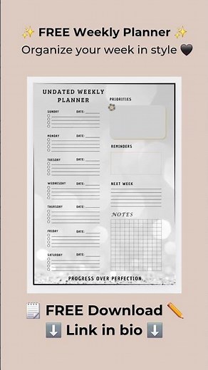 ✨ Free Weekly Planner | Stay Organized & Productive | Printable & Digital