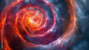 A vortex of shapes spiraling into each other signifying the everevolving understanding and interpretation of a complex concept.