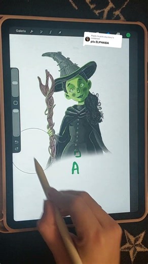szkicuję Wasze pomysły 7 #elphaba #wicked #ilustracja #ilustrator #procreate #rysunek #rysowanie