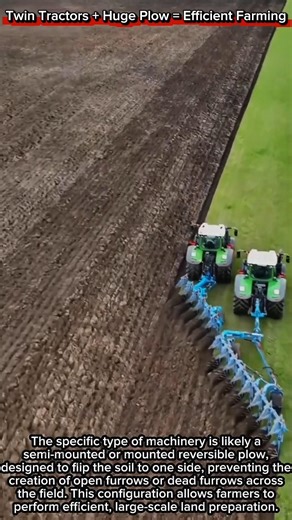 Twin Tractors + Huge Plow = Efficient Farming