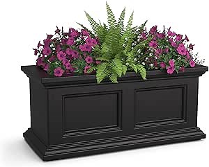 Mayne Fairfield 2-Foot Window Box – Self-Watering, Weather-Resistant Planter for Flowers – Durable Design for Outdoor Use, Perfect for Windows
