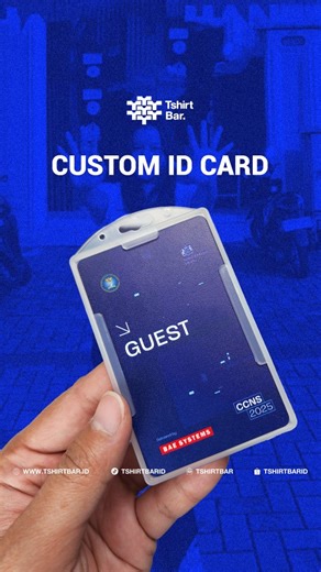 Kecil tapi penting banget kalo di event resmi! ID card custom nama bisa bikin acara kamu keliatan lebih profesional. Dengan desain yang sesuai tema dan tambahan card holder serta lanyard yang dicustom, bisa bikin branding acara kamu semakin dikenal dan terkesan eksklusif. Tshirtbar bisa bantu wujudkan card custom buat acara kamu tanpa minimum order! Dijamin hasilnya berkualitas dan harga terjangkau. Klik link di bio kami untuk info lebih lanjut. #CustomKartu #CustomIDCard #Merchandise | Tshirtba