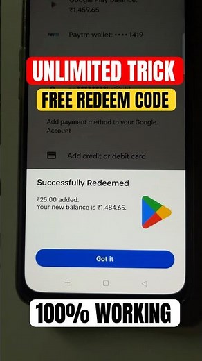 100% Free Google Play Redeem Code Unlimited Trick | Free Redeem Code Trick | Redeem Code App #shorts
