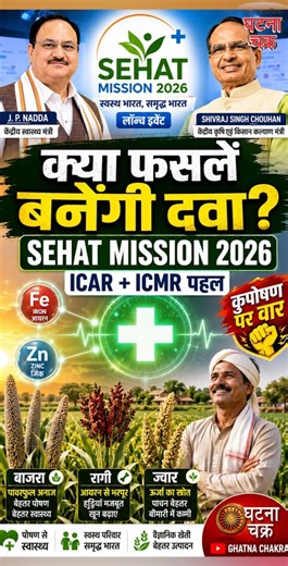 SEHAT Mission 2026: अब फसलें बनेंगी दवा? ICAR–ICMR की नई पहल | Ghatna Chakra