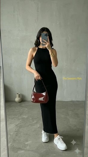Minimalist Fashion: Styling a Black Halter Neck Dress 🖤 #shorts #viralvideo #viralshorts #ytshorts