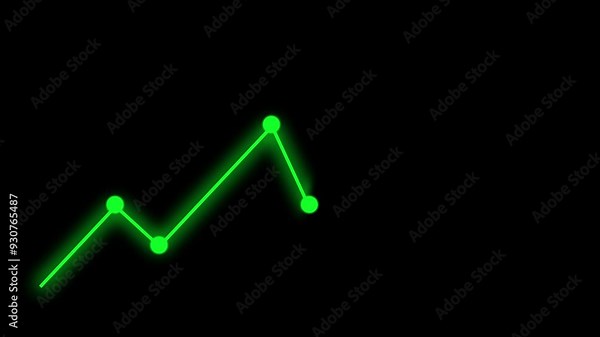 Dynamic Line Chart Animation with Moving Data Points Depicting Financial Growth, Stock Market Trends, and Investment Analysis in Business and Economics