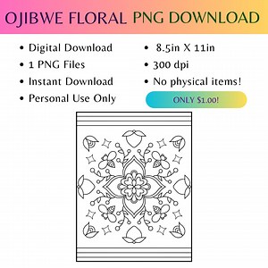 Printable Ojibwe Floral Coloring Pages by Mazinibiidesigns 1 Pages Native Coloring Page Instant Download - Etsy