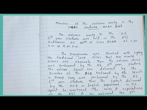 How to write a Minutes of Meeting ? || Example of Minutes ?