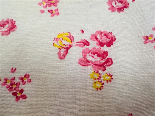Antique French 1930s Floral Fabric – Pale Yellow With Pink Roses - Etsy