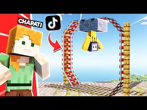 BUILDING A ROLLER COASTER WITH TIK TOK HACKS | MINECRAFT