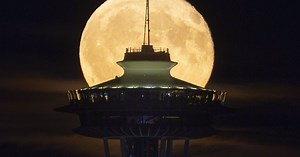 ‘Sturgeon moon’ rises over Seattle, and it’s quite the catch