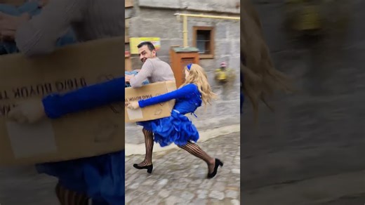 Puppet breaks a heel while running.