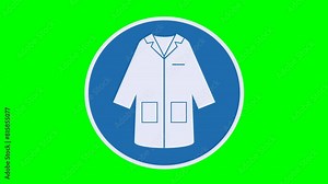 Appearance of a circular sign of obligation to wear a blouse on a green background, transparent background and alpha channel in a flat design style Stock Video