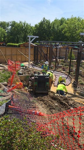 Working on the walkways for Snoopy's Racing Railway 🚂 #carowinds #construction #snoopysracingrailway #carolinacoasterriders #fyp | Carowinds Fans Only
