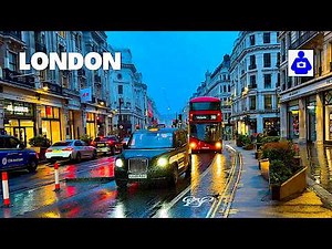 Central London's Most Exclusive Streets During Easter Downpour | 4K HDR Walk