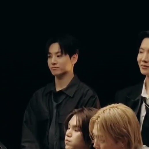 Jungkook's cute face when the interviewer started talking about seven explicit version 😭
