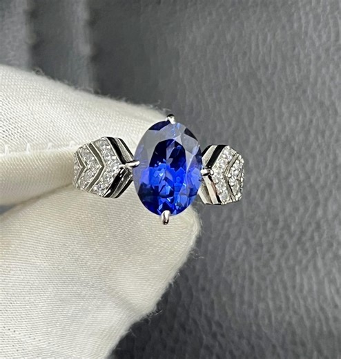 Blue Sapphire Ring: 925 Sterling Silver Ring Oval Cut Sapphire, Pave Diamond Crown Ring, Valentine's Gift, Gemstone Ring, Engagement Gift's - Etsy