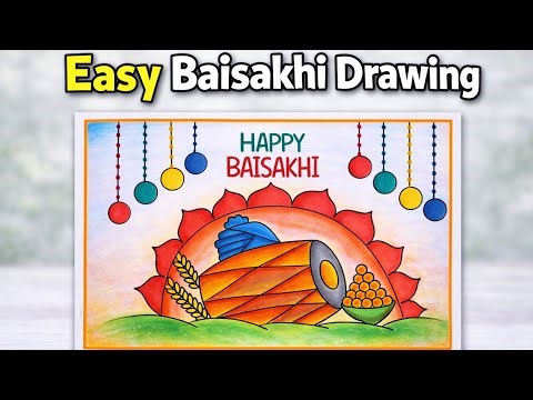 Baisakhi Drawing Easy Step by Step | Happy Baisakhi Poster Drawing
