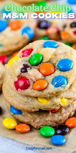 The BEST EVER Chocolate Chip M&M Cookies - Crazy for Crust