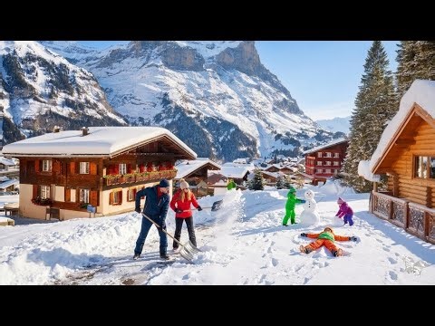 Murren Switzerland The Most Beautiful Countryside Swiss Village In Winter walking tour