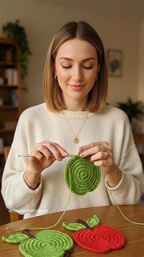 Cute Crochet Apple Coaster Project for Beginners