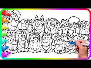 BLUEY Coloring Pages. Do you know How to color Bluey`s School Friends? Coco, Indy, Rusty and other