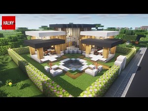 Modern house with a pool in minecraft