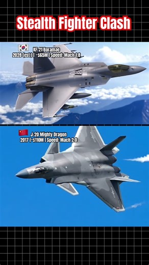 J-20 vs KF-21 – Stealth Fighter Clash #shorts #comparison #aviation