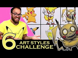 Drawing in 6 DIFFERENT STYLES..? | Art Styles SWAP CHALLENGE | Pikachu