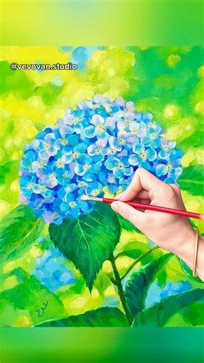 Hydrangea Painting Timelapse 🌸 | Acrylic Flowers Speed Painting (Full Tutorial Linked)