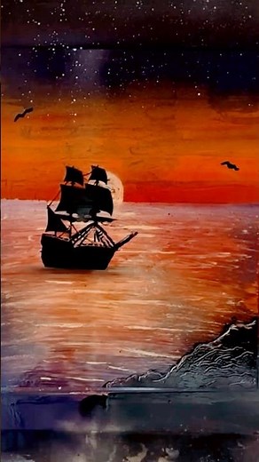 Spray Painted This Pirate Ship Sunset Scene!