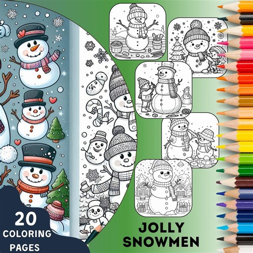 Christmas Snowman Coloring Pages for Kids: 20 Festive Designs (digital Download) - Etsy Australia
