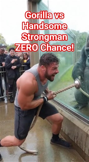 💪 Strongman vs Gorilla in Heavy Rain — He Thinks He’s Ready! 🦍⚡ #shorts